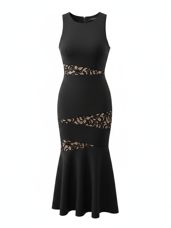 BCBGMaxAzria Dresses & Skirts - BCBGMaxAzria Black Asymmetrical Lace-Panel Dress